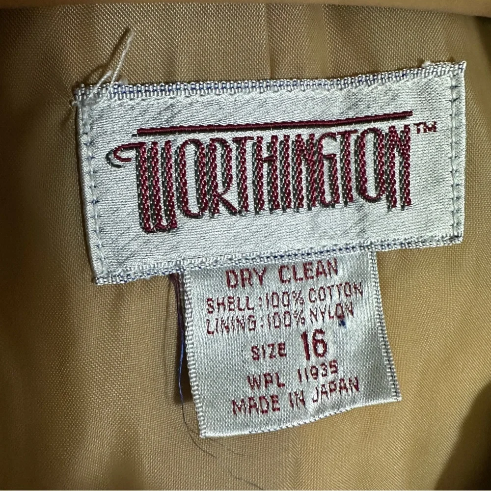 Worthington Women's 16 Blazer Tan Corduroy 100% Cotton Vintage Made in‎ Japan